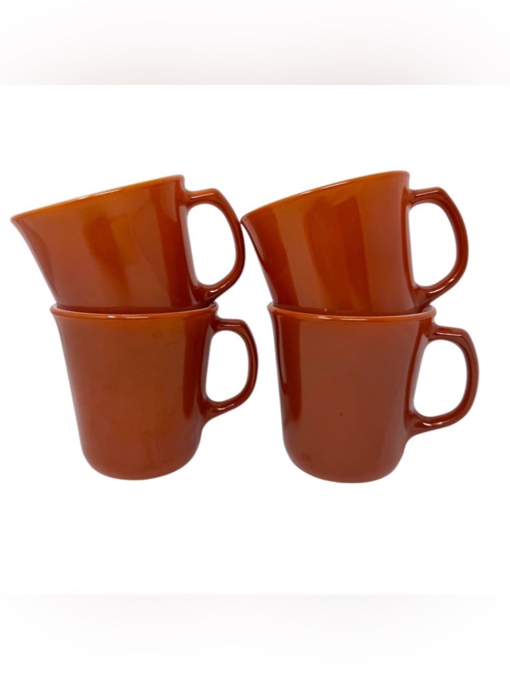 Set of 4 Vintage pyrex burnt orange coffee mugs EUC